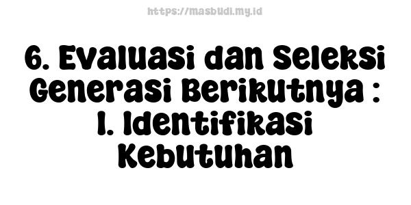 6. Evaluasi dan Seleksi Generasi Berikutnya : 1. Identifikasi Kebutuhan