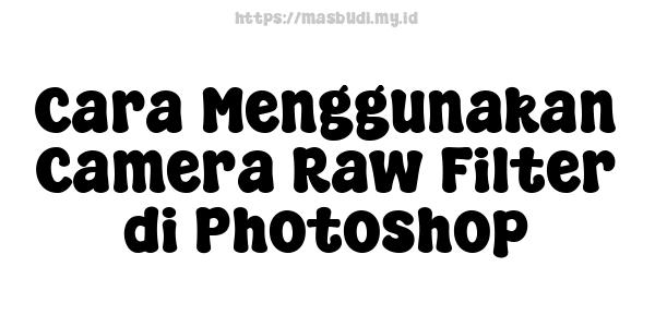 Cara Menggunakan Camera Raw Filter di Photoshop