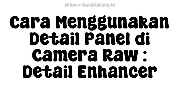 Cara Menggunakan Detail Panel di Camera Raw : Detail Enhancer