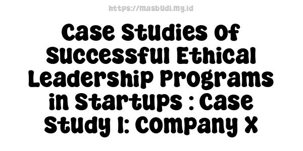 Case Studies of Successful Ethical Leadership Programs in Startups : Case Study 1: Company X