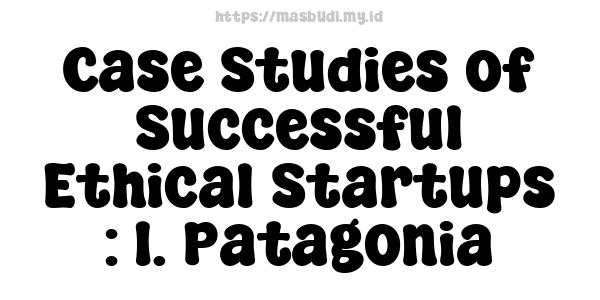 Case Studies of Successful Ethical Startups : 1. Patagonia