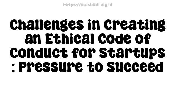 Challenges in Creating an Ethical Code of Conduct for Startups : Pressure to Succeed