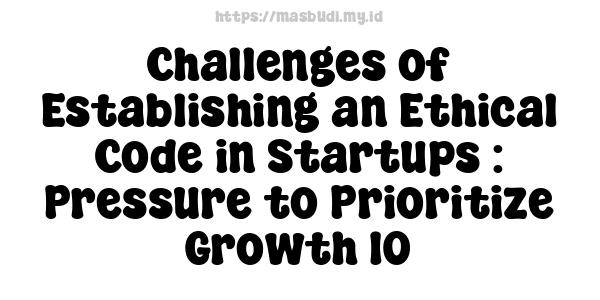 Challenges of Establishing an Ethical Code in Startups : Pressure to Prioritize Growth 10