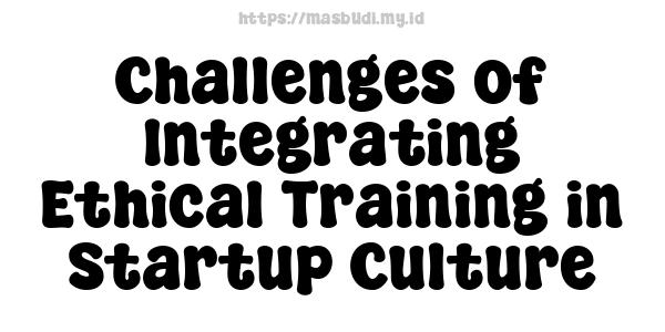 Challenges of Integrating Ethical Training in Startup Culture