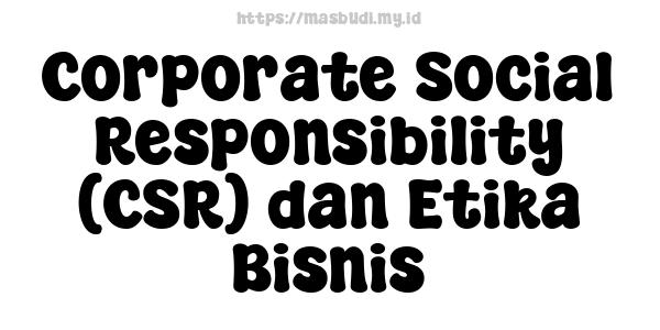 Corporate Social Responsibility (CSR) dan Etika Bisnis