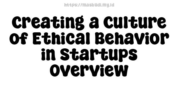 Creating a Culture of Ethical Behavior in Startups Overview