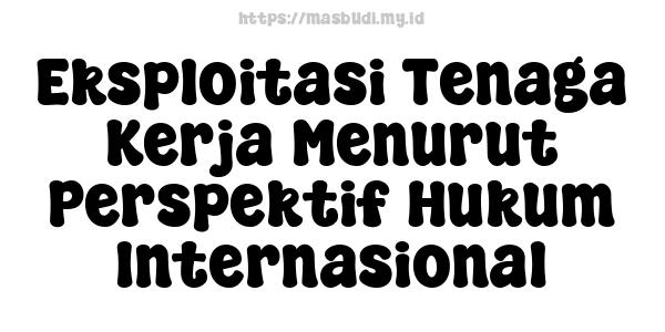 Eksploitasi Tenaga Kerja Menurut Perspektif Hukum Internasional