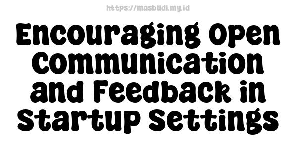 Encouraging Open Communication and Feedback in Startup Settings