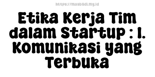 Etika Kerja Tim dalam Startup : 1. Komunikasi yang Terbuka