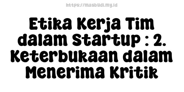 Etika Kerja Tim dalam Startup : 2. Keterbukaan dalam Menerima Kritik