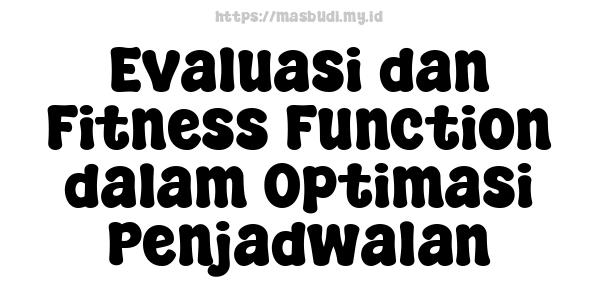 Evaluasi dan Fitness Function dalam Optimasi Penjadwalan