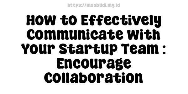 How to Effectively Communicate with Your Startup Team : Encourage Collaboration