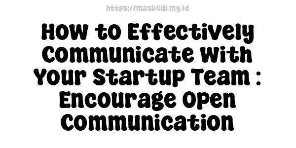 How to Effectively Communicate with Your Startup Team : Encourage Open Communication