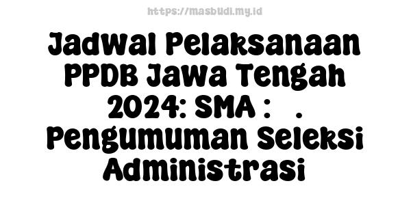 Jadwal Pelaksanaan PPDB Jawa Tengah 2024: SMA : 3. Pengumuman Seleksi Administrasi