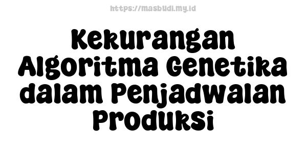 Kekurangan Algoritma Genetika dalam Penjadwalan Produksi