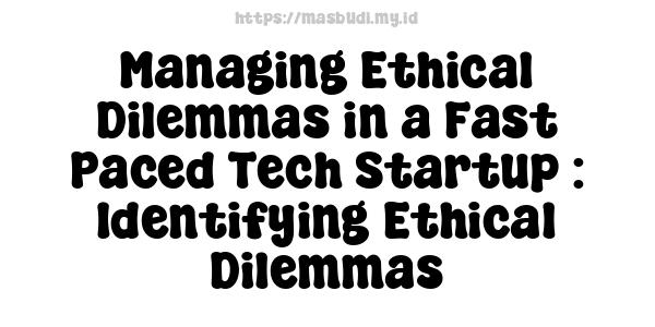 Managing Ethical Dilemmas in a Fast-Paced Tech Startup : Identifying Ethical Dilemmas