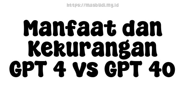 Manfaat dan Kekurangan GPT-4 vs GPT-4o