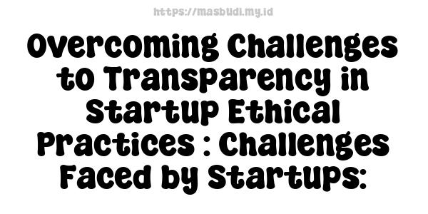 Overcoming Challenges to Transparency in Startup Ethical Practices : Challenges Faced by Startups: