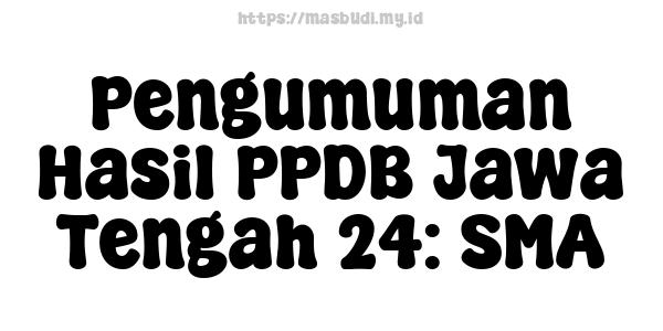 Pengumuman Hasil PPDB Jawa Tengah 24: SMA