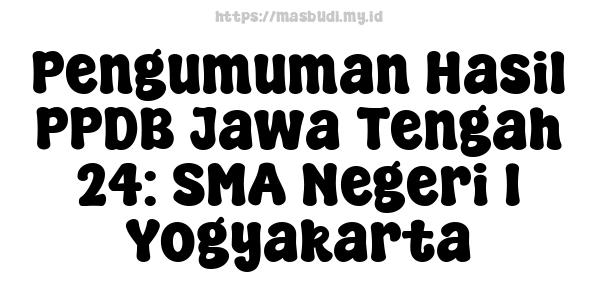 Pengumuman Hasil PPDB Jawa Tengah 24: SMA Negeri 1 Yogyakarta