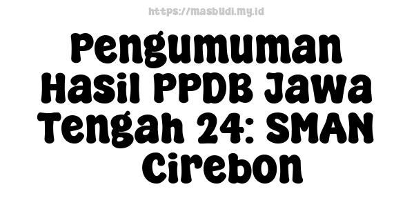 Pengumuman Hasil PPDB Jawa Tengah 24: SMAN 3 Cirebon