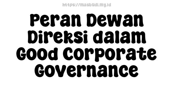 Peran Dewan Direksi dalam Good Corporate Governance