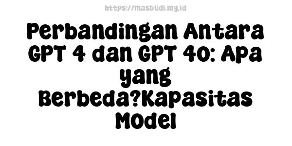 Perbandingan Antara GPT-4 dan GPT-4o: Apa yang Berbeda?Kapasitas Model