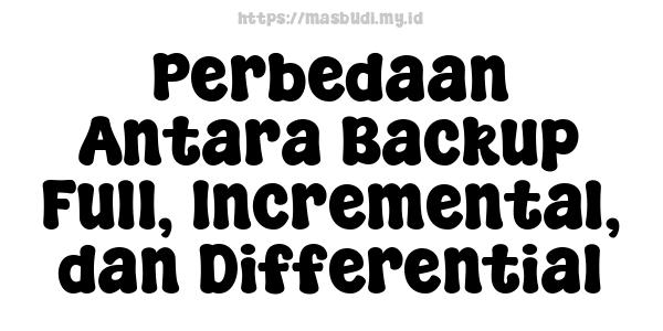 Perbedaan Antara Backup Full, Incremental, dan Differential