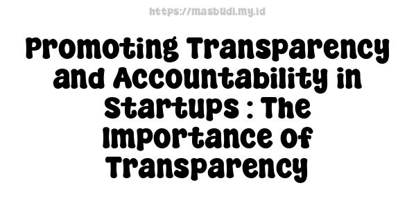 Promoting Transparency and Accountability in Startups : The Importance of Transparency