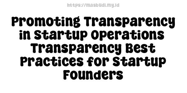 Promoting Transparency in Startup Operations -Transparency Best Practices for Startup Founders