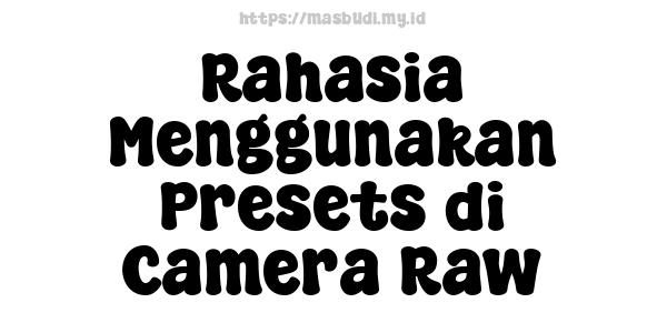 Rahasia Menggunakan Presets di Camera Raw