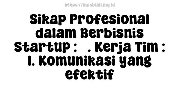 Sikap Profesional dalam Berbisnis Startup : 5. Kerja Tim : 1. Komunikasi yang efektif