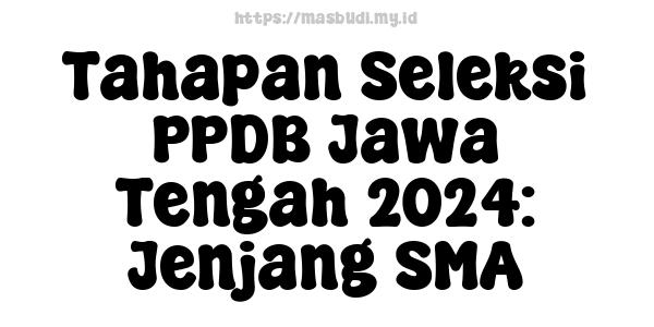 Tahapan Seleksi PPDB Jawa Tengah 2024: Jenjang SMA