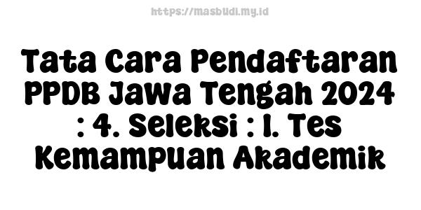 Tata Cara Pendaftaran PPDB Jawa Tengah 2024 : 4. Seleksi : 1. Tes Kemampuan Akademik