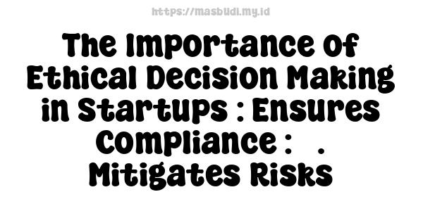 The Importance of Ethical Decision-Making in Startups : Ensures Compliance : 3. Mitigates Risks