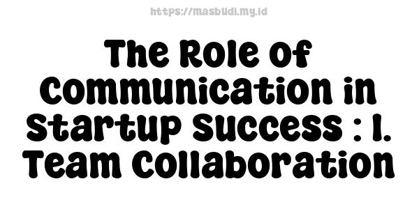 The Role of Communication in Startup Success : 1. Team Collaboration