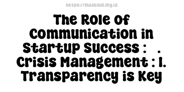 The Role of Communication in Startup Success : 5. Crisis Management : 1. Transparency is Key