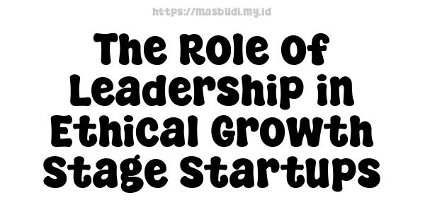 The Role of Leadership in Ethical Growth Stage Startups