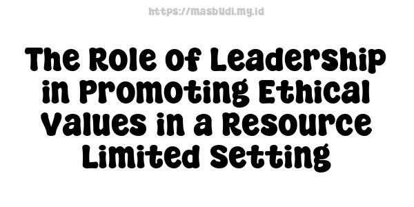 The Role of Leadership in Promoting Ethical Values in a Resource-Limited Setting