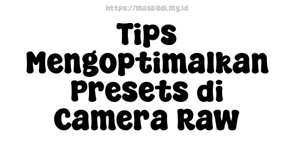 Tips Mengoptimalkan Presets di Camera Raw