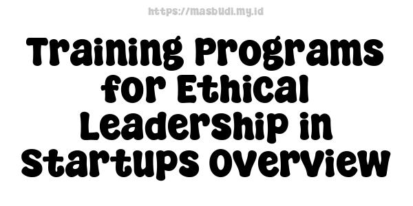 Training Programs for Ethical Leadership in Startups Overview