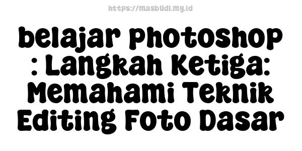 belajar photoshop : Langkah Ketiga: Memahami Teknik Editing Foto Dasar