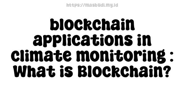 blockchain applications in climate monitoring : What is Blockchain?