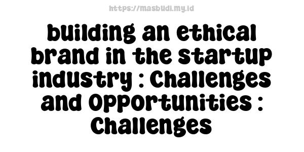 building an ethical brand in the startup industry : Challenges and Opportunities : Challenges