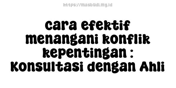 cara efektif menangani konflik kepentingan : Konsultasi dengan Ahli