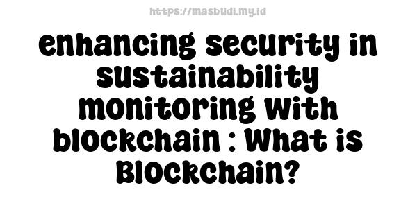 enhancing security in sustainability monitoring with blockchain : What is Blockchain?