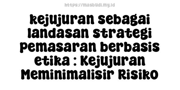 kejujuran sebagai landasan strategi pemasaran berbasis etika : Kejujuran Meminimalisir Risiko