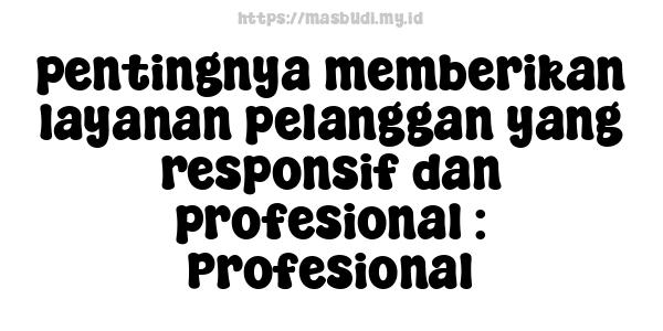 pentingnya memberikan layanan pelanggan yang responsif dan profesional : Profesional