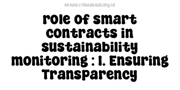 role of smart contracts in sustainability monitoring : 1. Ensuring Transparency