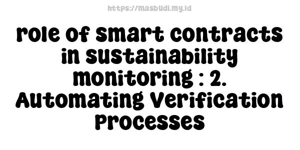 role of smart contracts in sustainability monitoring : 2. Automating Verification Processes